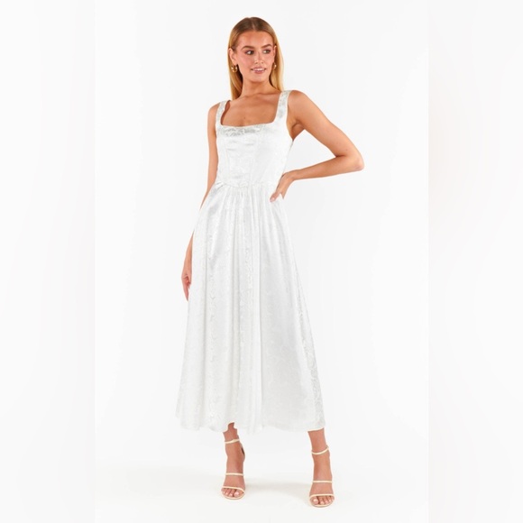 SHOW ME YOUR MUMU Weddings Nina Midi Dress Luxe White Rose Size Small NWOT $218 - Picture 5 of 15